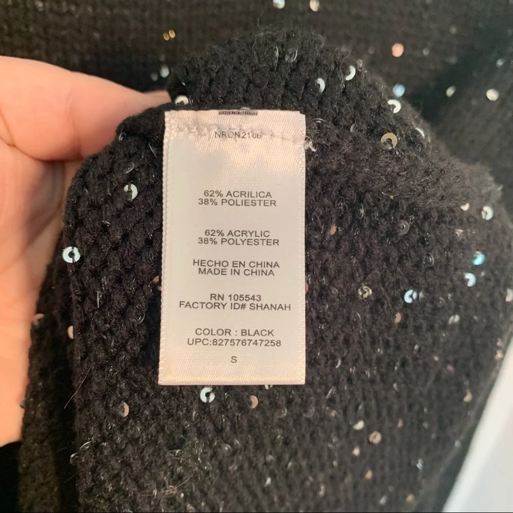 Narciso Rodriguez Design Nation Women's Size Small Crewneck Sweater Black Sequin